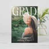 シンプルなタイポグラフィーと卒業写真 招待状 (スタンド正面)