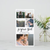 シンプルなタイポグラフィーのクリスマス フォト - ジョワイユ ノエル シーズンカード (スタンド正面)