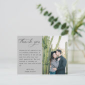 シンプルなタイポグラフィーの結婚式写真感謝ポストカード ポストカード (スタンド正面)