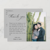 シンプルなタイポグラフィーの結婚式写真感謝ポストカード ポストカード (正面/裏面)