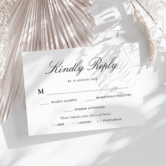 シンプルなタイポグラフィーの食事選択案内カード 出欠カード