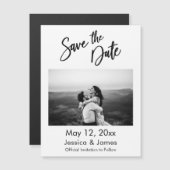 シンプルなタイポグラフィーの「Save the Date」磁気カード (正面/裏面)