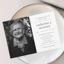 シンプルなタイポグラフィー写真追悼葬儀 招待状