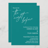 シンプルなタイポグラフィー ティール - The Night Before 招待状 (正面/裏面)