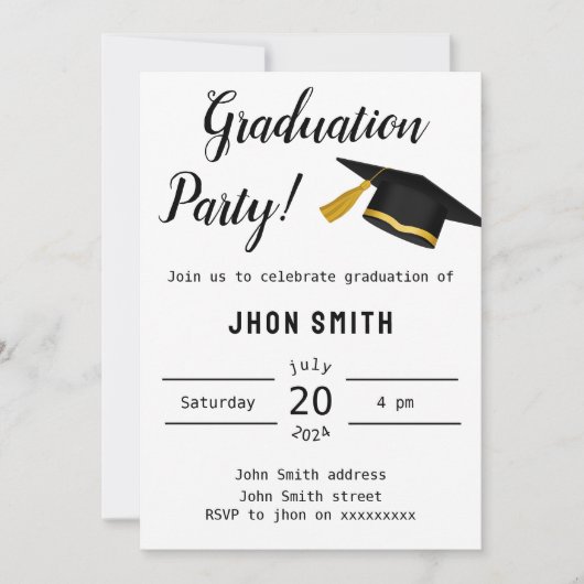 シンプルなタイポグラフィー モノクロ写真 招待状 (正面)