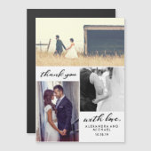 シンプルなタイポグラフィ|は3つの写真の結婚式感謝していしています (正面/裏面)