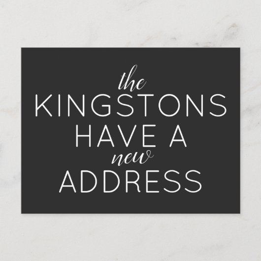 シンプルなタイポグラフィ 新住所 移動アナウンスメント 案内ポストカード (正面)