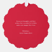 シンプルなタイムレス写真オーナメントクリスマスカード オーナメントカード (裏面)