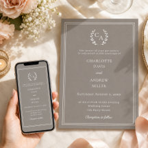 シンプルなタウペアイボリーのリースモノグラムの結婚式