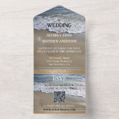 シンプルなダスティーブルーのサンディビーチウェディング オールインワン招待状 (内側)