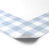 シンプルなダスティーブルーのチェック柄 男の子のベビーシャワー ウェルカム ポスター (角)