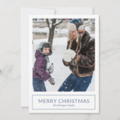 シンプルなダスティーブルーのミニマルな写真クリスマスカード シーズンカード (正面)