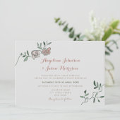 シンプルなダスティーローズとグリーンの結婚式招待状 招待状 (スタンド正面)