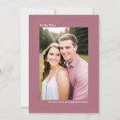 シンプルなダスティーローズまたはモーブピンクの縦向き写真結婚式 招待状 (正面)