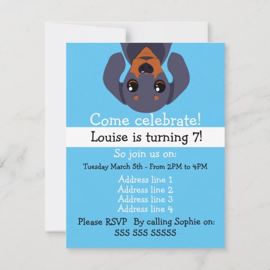 シンプルなダックスフントのダックスフントの誕生日の招待状 招待状 (裏面)