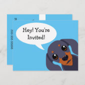 シンプルなダックスフントのダックスフントの誕生日の招待状 招待状 (正面/裏面)