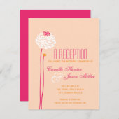 シンプルなダリア - ピンク＆オレンジの披露宴 招待状 (正面/裏面)