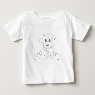 シンプルなダルメシアン キッズ ブラック ホワイト ベビーTシャツ