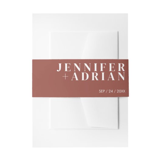 シンプルなチェストナット招待用腹帯 招待状ベリーバンド (正面例)