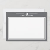 シンプルなチャコールグレー モノグラム文具 ノートカード (正面)