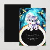 シンプルなチャームオオカミの誕生日 サンキューカード (正面/裏面)