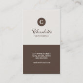 シンプルなチョコレート及びクリームのモノグラムの名刺 名刺 (裏面)