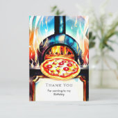 シンプルなチーズパーティーピザの誕生日 サンキューカード (スタンド正面)