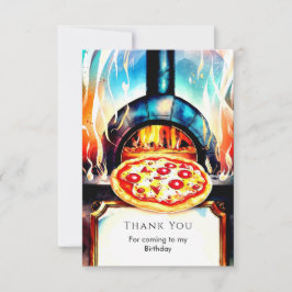 シンプルなチーズパーティーピザの誕生日 サンキューカード