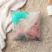 シンプルなティール(緑がかった色)の水彩画グランジな|の装飾用クッション クッション (ブランケット)