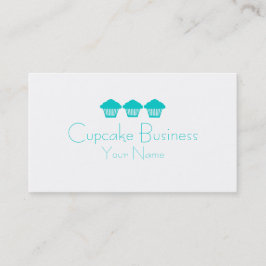 シンプルなティール（緑がかった色）の青いカップケーキビジネスカスタム・カード 名刺