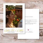 シンプルなテキストと写真の結婚式 セーブザデート