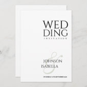 シンプルなテキストのみの結婚式招待状 招待状 (正面/裏面)