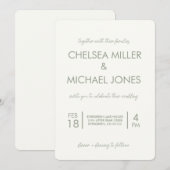 シンプルなテキストの結婚式招待状 招待状 (正面/裏面)