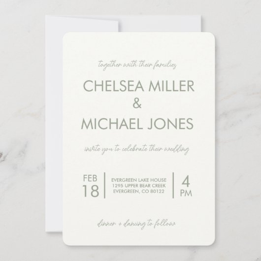 シンプルなテキストの結婚式招待状 招待状 (正面)