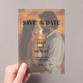 シンプルなテキストオーバーレイ写真の結婚予定日 アクリル招待状 (インサイチュ (ポータブル))