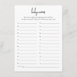 シンプルなテキスト 赤ちゃんの名前 シャワーゲーム カード