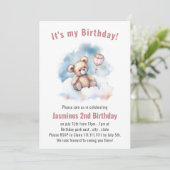 シンプルなテディベアの誕生日招待状 招待状 (スタンド正面)