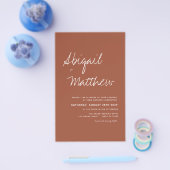 シンプルなテラコッタのボヘミアンスタイル ウェディング招待状 チラシ (シングル)