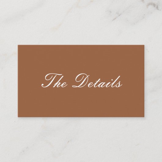 シンプルなテラコッタの結婚式ゲスト詳細 エンクロージャーカード (正面)