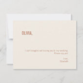 シンプルなテラコッタの花嫁の少女へのプロポーズカード ノートカード (裏面)