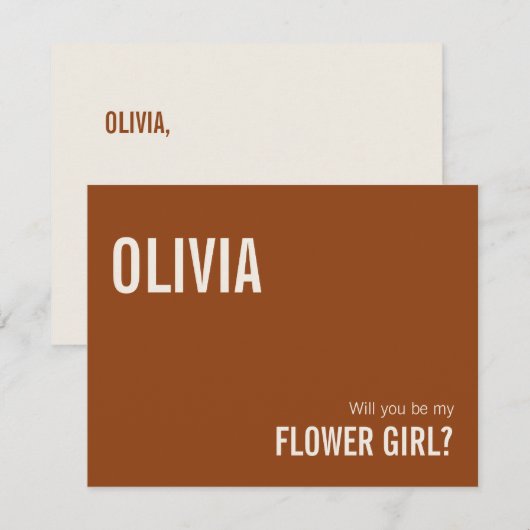 シンプルなテラコッタの花嫁の少女提案カード ノートカード (正面/裏面)