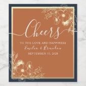 シンプルなテラコッタ ウェディング ワイン ラベル (シングルラベル)