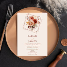  シンプルなテラコッタ オレンジ色の花のウェディング