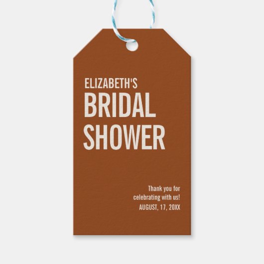 シンプルなテラコッタ タイポグラフィーの結婚式のお礼 ギフトタグ (正面)