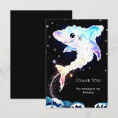 シンプルなディープシー ブルーシャークの誕生日 サンキューカード (正面/裏面)