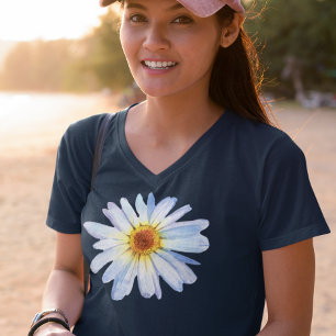 シンプルなデイジー水彩花 Tシャツ