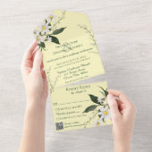 シンプルなデイジー　淡い黄色　QRコード付き オールインワン招待状 (貼ってはがせる)