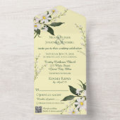 シンプルなデイジー　淡い黄色　QRコード付き オールインワン招待状 (内側)