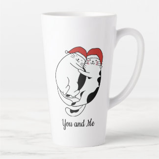 シンプルなデザインがかわいい恋する猫のクリスマスカップル カフェラテマグ