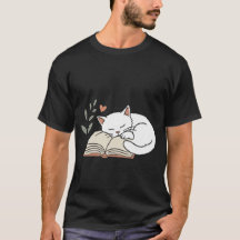 シンプルなデザインで本が好きなかわいい猫